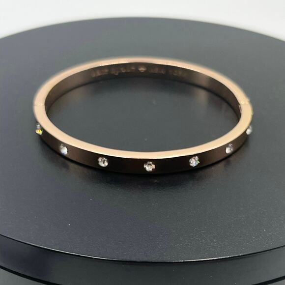 Kate Spade NY Set in Stone Metal  Crystal Hinged Bangle Bracelet - Picture 1 of 14